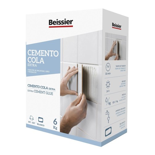 Cemento Cola Porcelánico 6kg Blanco Agua Interior Exterior Beissier