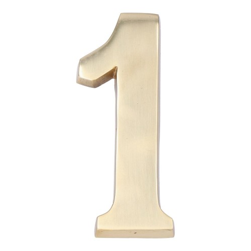 Número 1 Latón Pulido 10 cm Fijación Invisible Oro Viejo EDM
