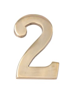Número 2 Latón Pulido 10 cm Fijación Invisible Oro Viejo EDM
