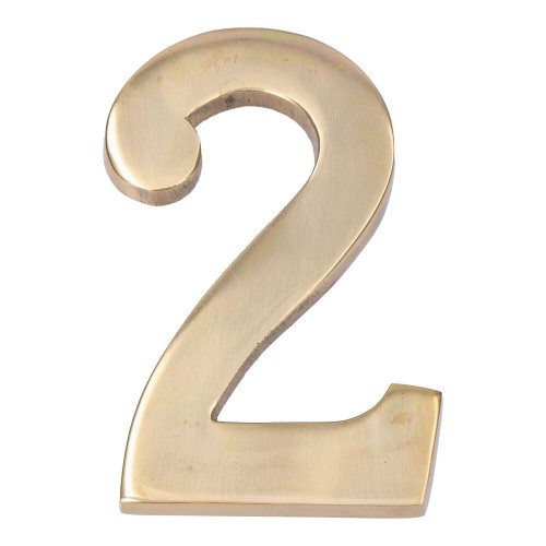 Número 2 Latón Pulido 10 cm Fijación Invisible Oro Viejo EDM