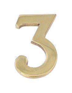 Número 3 Latón Pulido 10 cm Fijación Invisible Oro Viejo EDM