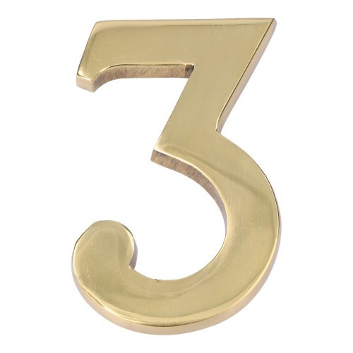 Número 3 Latón Pulido 10 cm Fijación Invisible Oro Viejo EDM Número 3 Latón Pulido 10 cm Fijación Invisible Oro Viejo EDM