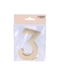 Número 3 Latón Pulido 10 cm Fijación Invisible Oro Viejo EDM 2