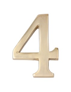 Número 4 Latón Pulido 10 cm Fijación Invisible Oro Viejo EDM
