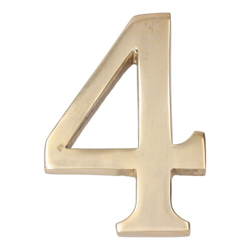Número 4 Latón Pulido 10 cm Fijación Invisible Oro Viejo EDM