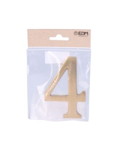 Número 4 Latón Pulido 10 cm Fijación Invisible Oro Viejo EDM 2