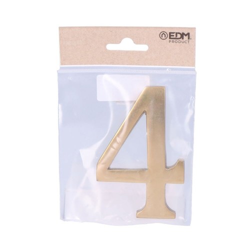 Número 4 Latón Pulido 10 cm Fijación Invisible Oro Viejo EDM