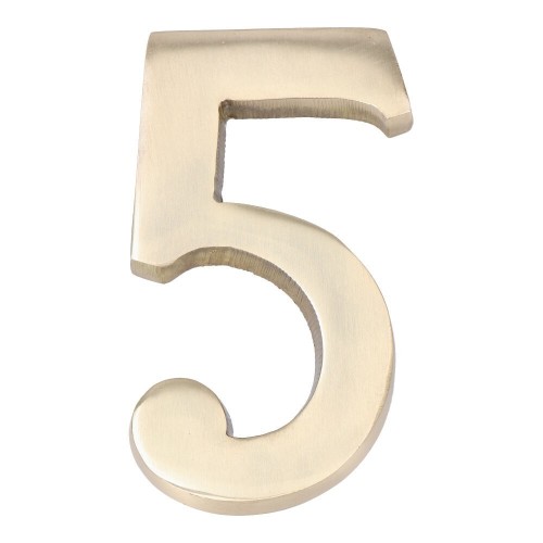 Número 5 Latón Pulido 10 cm Fijación Invisible Oro Viejo EDM