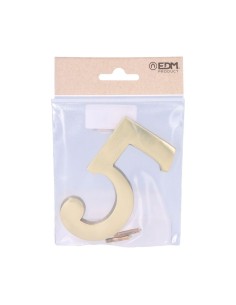 Número 5 Latón Pulido 10 cm Fijación Invisible Oro Viejo EDM 2