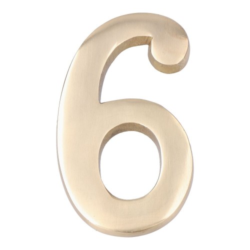 Número 6 Latón Pulido 10 cm Fijación Invisible Oro Viejo EDM