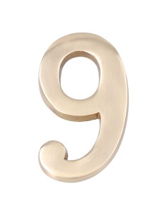 Número 9 Latón Pulido 10 cm Fijación Invisible Oro Viejo EDM