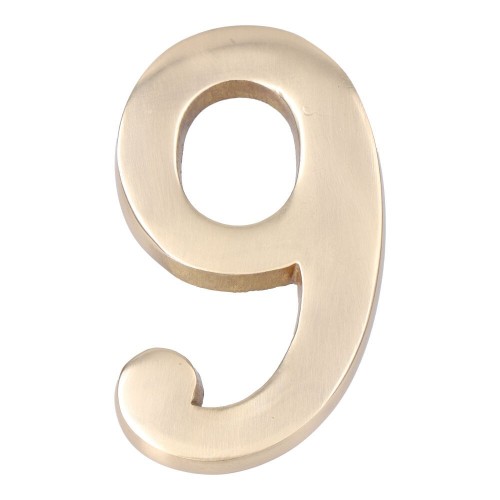 Número 9 Latón Pulido 10 cm Fijación Invisible Oro Viejo EDM