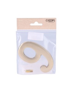 Número 9 Latón Pulido 10 cm Fijación Invisible Oro Viejo EDM 2