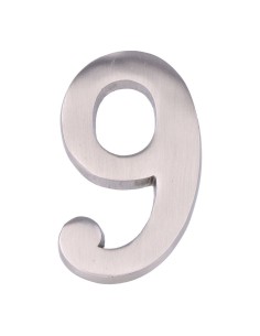 Número 9 Niquel 10 cm  Mate Fijación Invisible EDM
