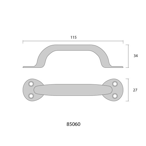 Tirador Puerta Chapa Metálica 115 mm Cromado EDM