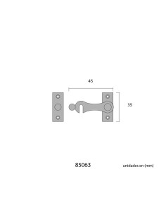 Pestillo Hierro Latonado 4 cm Izquierda Dorado EDM 2