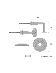 Soporte Barandilla Latón Níquel Ø 7 cm Soporte 4.5 cm EDM 2
