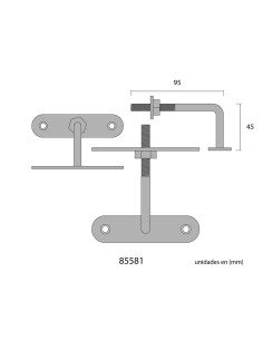 Soporte Barandilla Hierro 10 x 2.5 cm Regulable Oro Viejo EDM 2
