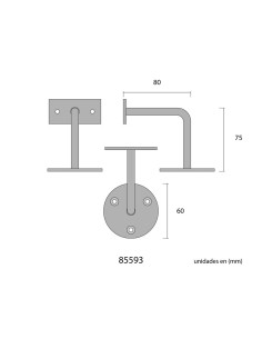 Soporte Barandilla Acero Ø 6 cm Soporte 5.5 x 2.5 cm Negro EDM 2