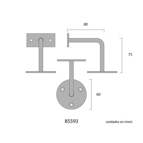 Soporte Barandilla Acero Ø 6 cm Soporte 5.5 x 2.5 cm Negro EDM Soporte Barandilla Acero Ø 6 cm Soporte 5.5 x 2.5 cm Negro EDM