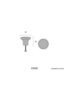 Pomo Hierro 32 mm Plano Negro EDM 2