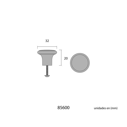 Pomo Hierro 32 mm Plano Negro EDM