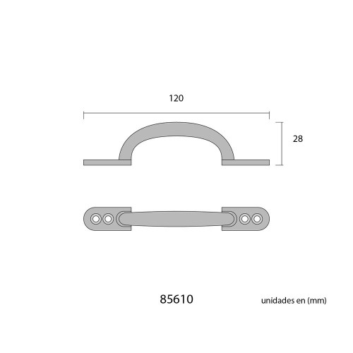 Tirador Acero 125 mm Plano Negro EDM