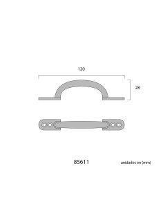 Tirador Acero 120 mm Plano Níquel Mate EDM 2