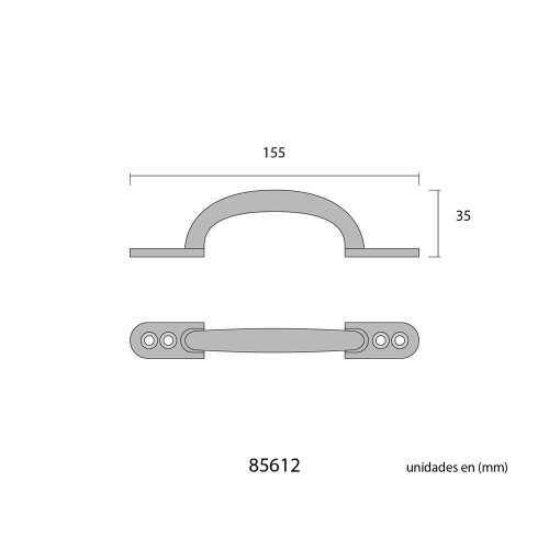 Tirador Acero 155 mm Plano Negro EDM
