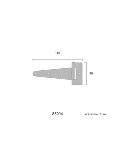 Bisagra Hierro Zincado 130 x 90 mm Forma T Cromado EDM 2