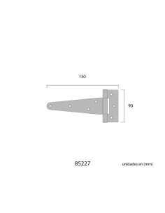Bisagra Hierro 150 x 90 mm Forma T Negro Epoxy EDM 2