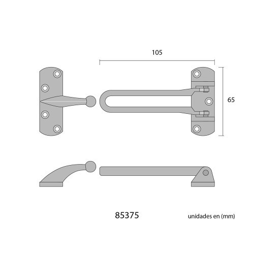 Retenedor Seguridad Zamak 105 mm Latón EDM