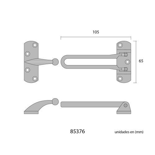 Retenedor Seguridad Zamak 105 mm Cromado EDM