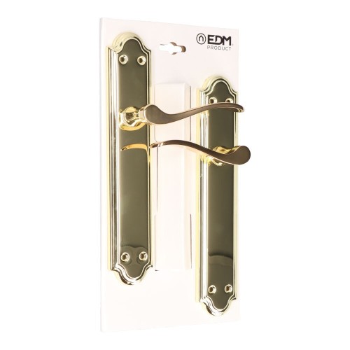 Juego Manillas Acero Aluminio Placa 240 x 45 mm Latonado EDM