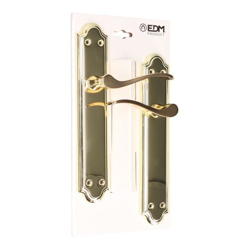 Juego Manillas Acero Aluminio Placa 240 x 45 mm Latonado EDM Juego Manillas Acero Aluminio Placa 240 x 45 mm Latonado EDM