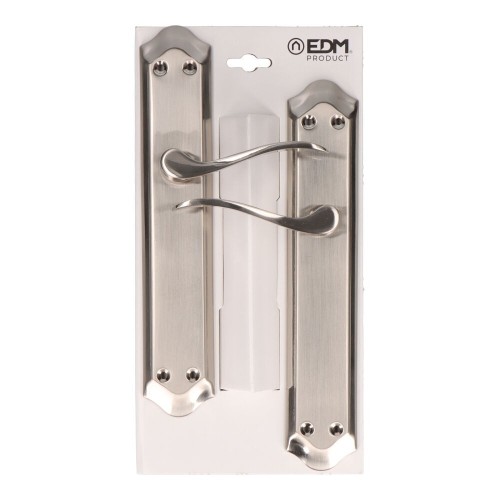 Juego Manillas Acero Aluminio Placa 256 x 47 mm Níquel Satinado EDM