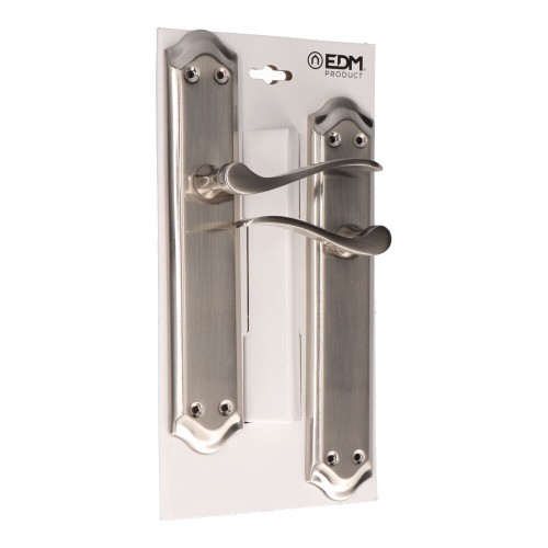 Juego Manillas Acero Aluminio Placa 256 x 47 mm Níquel Satinado EDM
