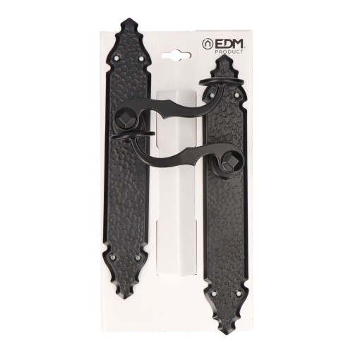 Juego Manillas Placa Acero Y Maneta Aluminio 275 x 45 mm Negro EDM