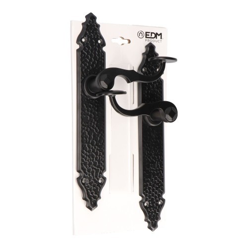 Juego Manillas Placa Acero Y Maneta Aluminio 275 x 45 mm Negro EDM Juego Manillas Placa Acero Y Maneta Aluminio 275 x 45 mm Negro EDM