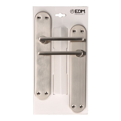 Juego Manillas Acero Y Aluminio Placa 240 x 45 mm Niquel Satinado EDM
