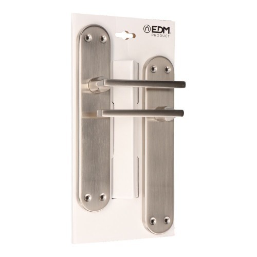 Juego Manillas Acero Y Aluminio Placa 240 x 45 mm Niquel Satinado EDM Juego Manillas Acero Y Aluminio Placa 240 x 45 mm Niquel Satinado EDM