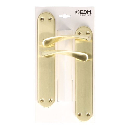 Juego Manillas Acero Y Aluminio Placa 240 x 45 mm Latón Satinado EDM