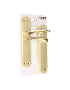 Juego Manillas Acero Y Aluminio Placa 240 x 45 mm Latón Satinado EDM 2