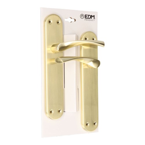 Juego Manillas Acero Y Aluminio Placa 240 x 45 mm Latón Satinado EDM