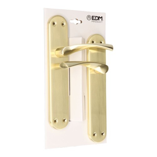 Juego Manillas Acero Y Aluminio Placa 240 x 45 mm Latón Satinado EDM