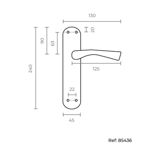 Juego Manillas Acero Aluminio 240 x 45 mm Niquel Satinado EDM
