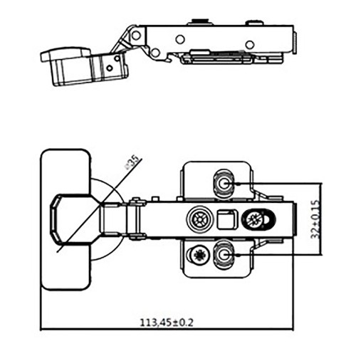 Bisagra Cazoleta Recta Acero Ø 35 mm Soft-Close Zincado EDM