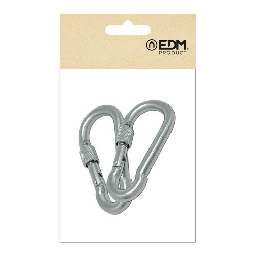 Mosquetón Bombero Acero Galvanizado 7 x 70 mm Con Seguro 2 Ud EDM