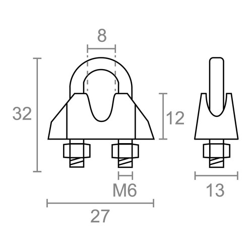 Sujetacables Acero Galvanizado M 6 5/16 in 2 Ud DIN-741 EDM