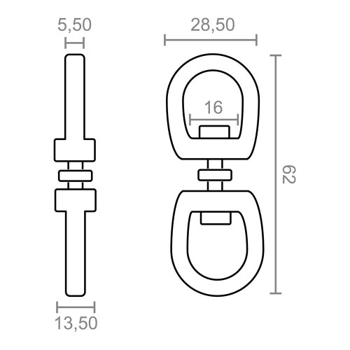 Anilla Giratoria Acero Niquelado 16 mm 2 Ud EDM